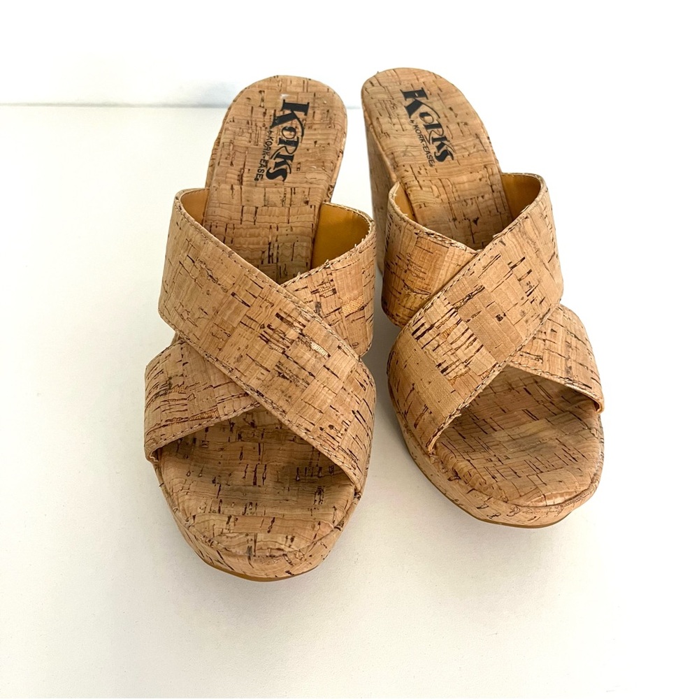 Kork-Ease Denica Cork style Wedge Slip On Sandals Size 9